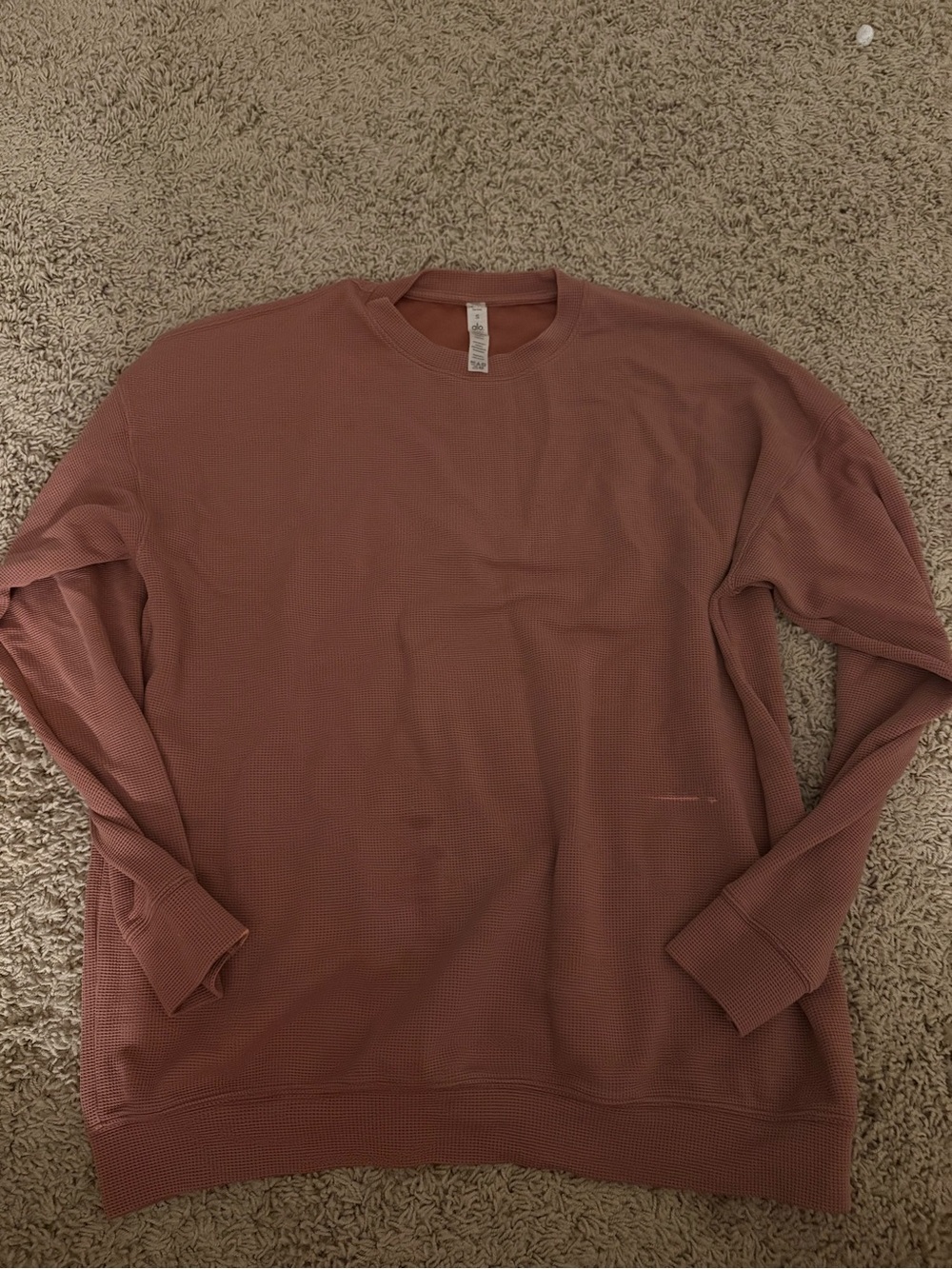 ALO Yoga Long Sleeve Waffle Tee in Dusty Mauve - Picture 2 of 5